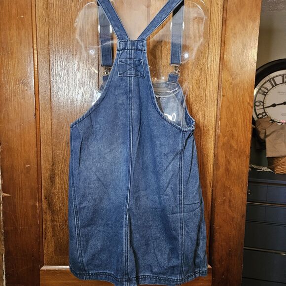 Womens M Casual Denim Overalls Dress Adjustable Strap Summer Mini Jean New - Picture 8 of 12